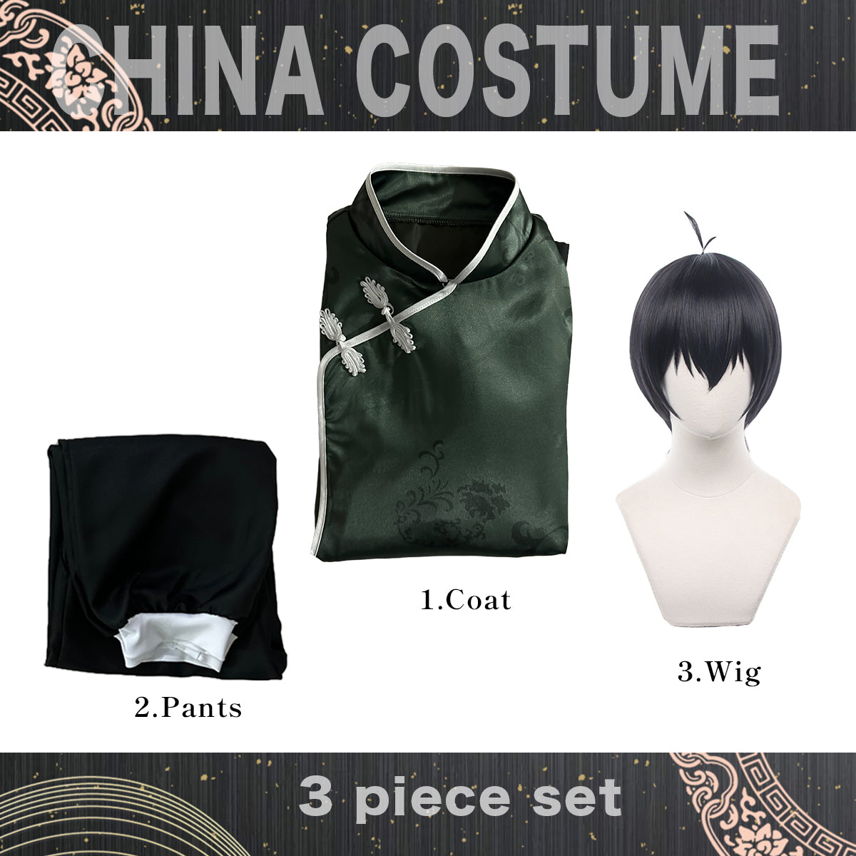 HOLOUN Blue Lock Anime Isagi Cosplay China Costume Kung Fu Tang Suit Wig Rose Net Sythetic Fibers Adjustable Size Gift Party