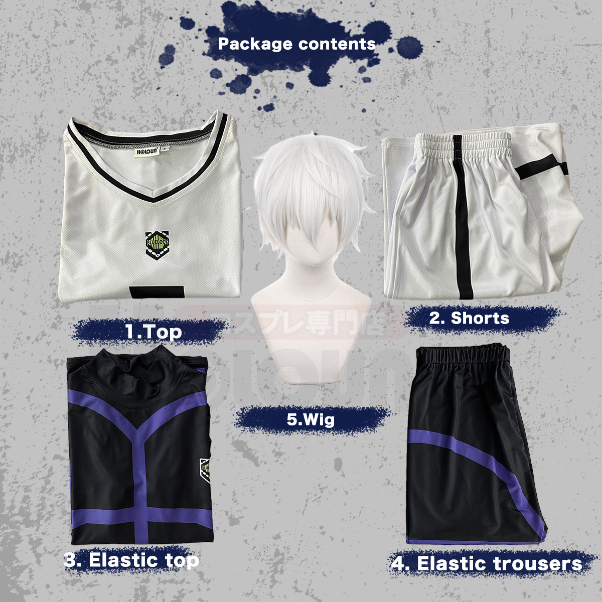 HOLOUN Blue Lock Anime Cosplay Costume Wig NAGI NO.7 White Football Training Uniform Daily Wear Rose Net Sythetic